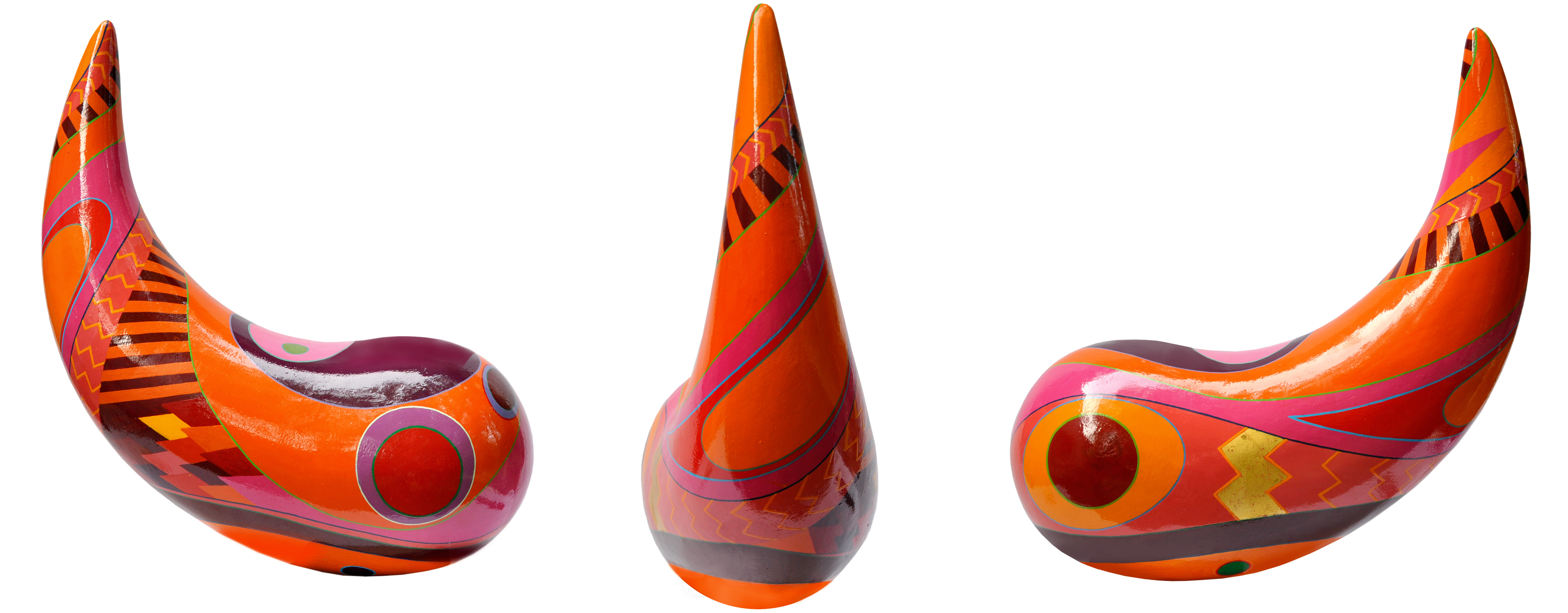 @Totomi Kunstskulpturen in farbenfrohen Orange gehaltener Yang 3 fache Abbildung